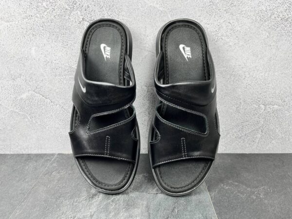 Чоловічі шкіряні шльопанці Nike Код: N35 чорний - Зображення 4