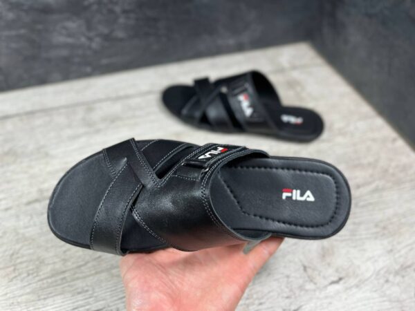 Чоловічі шкіряні шльопанці Fila Код: Ш30 чер - Зображення 3