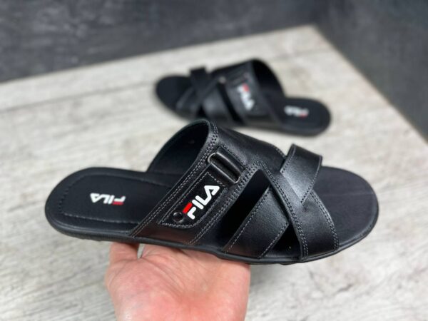 Чоловічі шкіряні шльопанці Fila Код: Ш30 чер - Зображення 4
