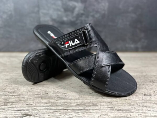 Чоловічі шкіряні шльопанці Fila Код: Ш30 чер - Зображення 7